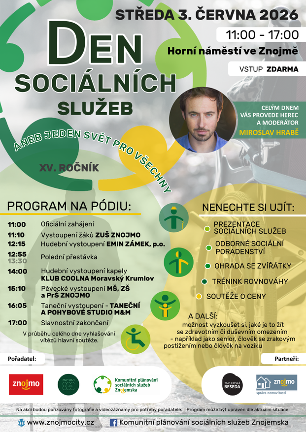 Den sociálních služeb (XV. ročník) - středa 3. června 11-17h, Horní náměstí, Znojmo