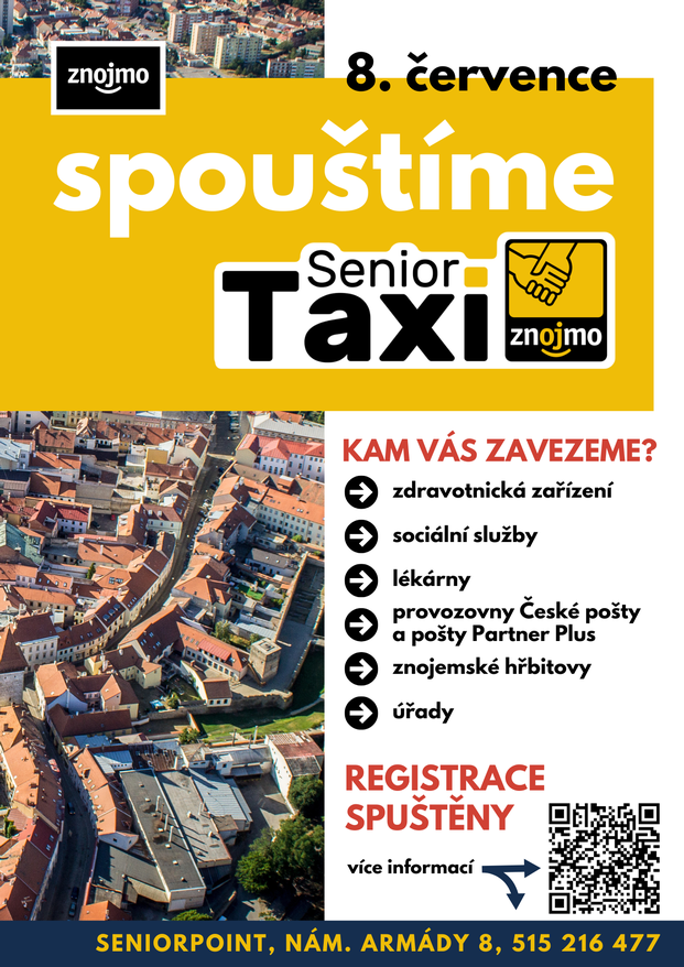 Senior Taxi od 8.7.2026 Spuštění Senior Taxi - úterý 8. července