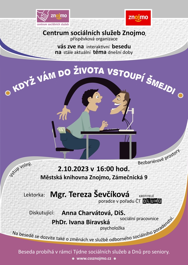 Když Vám do života vstoupí ŠMEJDI - 02.10.2023 od 16 hod. - Městská knihovna Znojmo, Zámečnická 9.