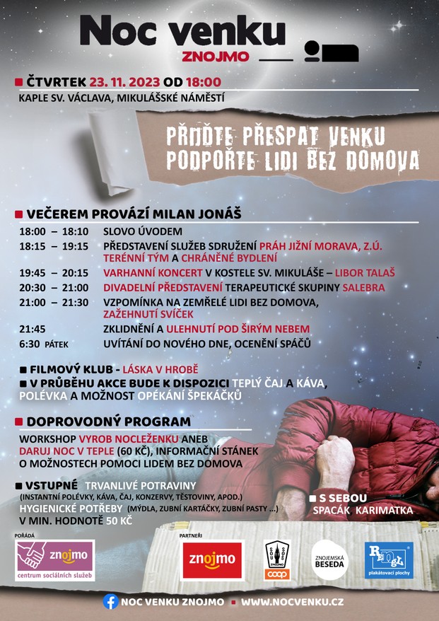 Noc venku Znojmo - 23.11.2023 od 18 hod. - kaple sv. Václava, Mikulášské náměstí.